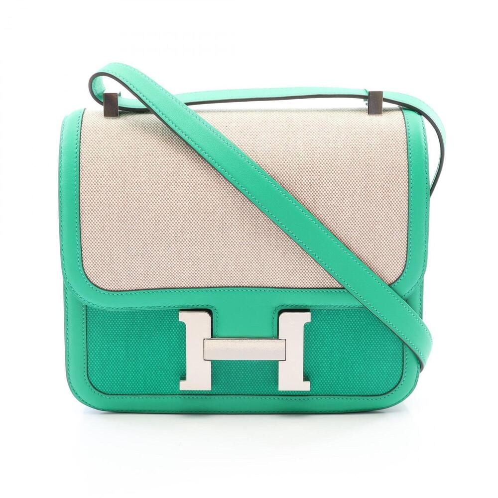 Hermes Constance 3 24 Shoulder Bag Handbag Canvas Leather Toile H Berlinne Ve...